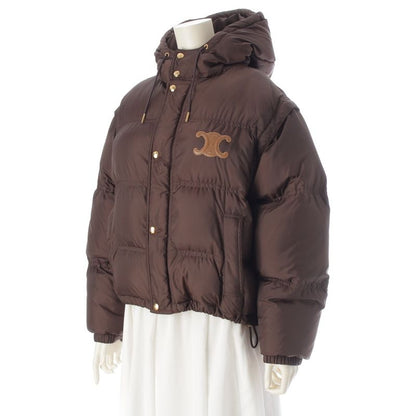 Celine 24 Nylon Triomphe Logo Hooded 2way Down Jacket Vest Outerwear 2w661901v