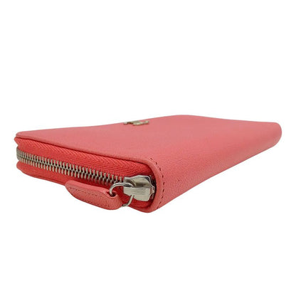 Chanel Wallet Ladies Brand Long Wallet Lucky Clover Leather Salmon Pink Round