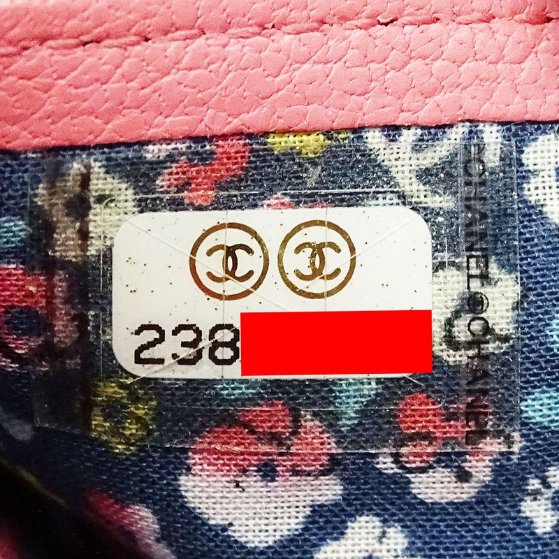 Chanel Wallet Ladies Brand Long Wallet Lucky Clover Leather Salmon Pink Round