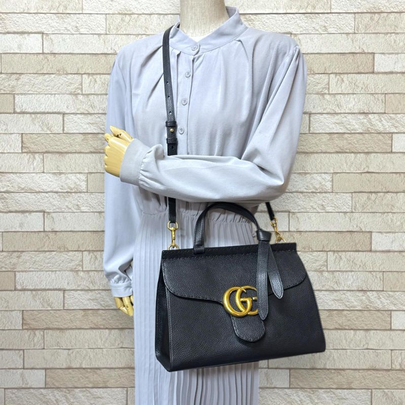 Gucci GG Marmont Shoulder Bag Leather 421890 Black Ladies Gucci  Gucci