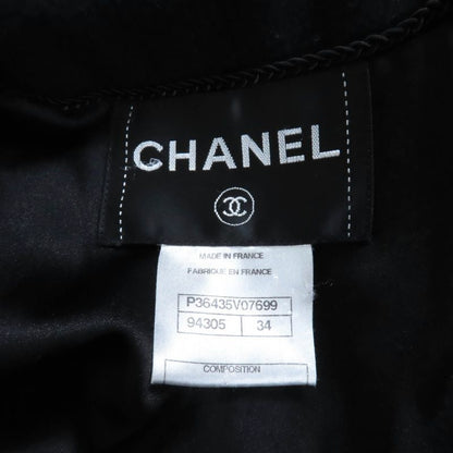 CHANEL P36435 100% Cashmere Long Coat With Belt And Coco Mark Buttons Black 34
