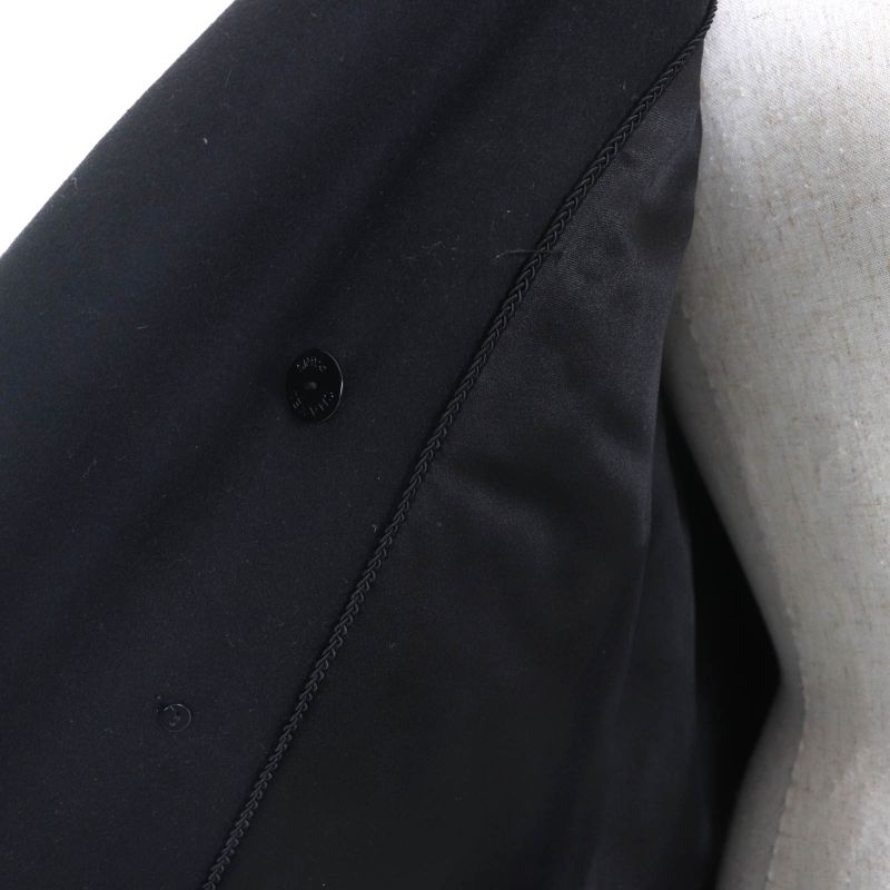 CHANEL P36435 100% Cashmere Long Coat With Belt And Coco Mark Buttons Black 34