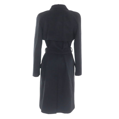 CHANEL P36435 100% Cashmere Long Coat With Belt And Coco Mark Buttons Black 34