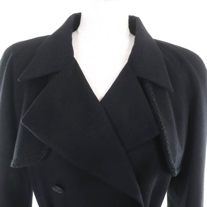 CHANEL P36435 100% Cashmere Long Coat With Belt And Coco Mark Buttons Black 34
