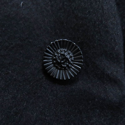 CHANEL P36435 100% Cashmere Long Coat With Belt And Coco Mark Buttons Black 34