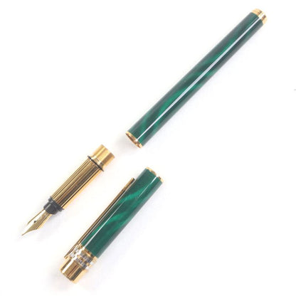 Cartier Vintage Must De Cartier Nib 18k Malachite Fountain Pen Green Gold Made