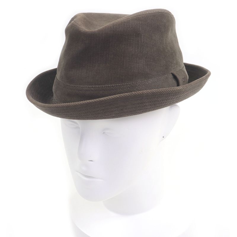 Hermes H Logo Embroidery Corduroy Fold Over Hat Brown 57 Made In France Genuine