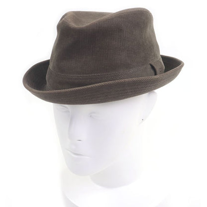 Hermes H Logo Embroidery Corduroy Fold Over Hat Brown 57 Made In France Genuine