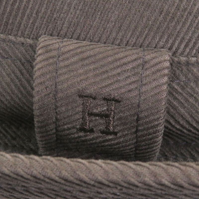 Hermes H Logo Embroidery Corduroy Fold Over Hat Brown 57 Made In France Genuine