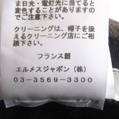 Hermes H Logo Embroidery Corduroy Fold Over Hat Brown 57 Made In France Genuine