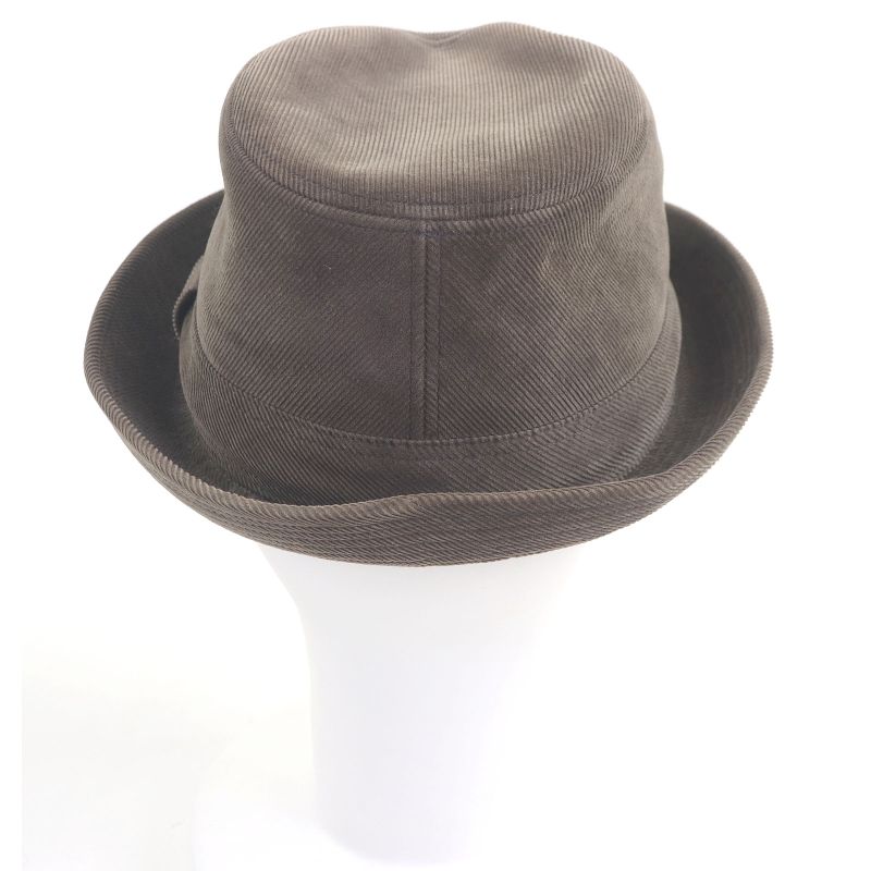 Hermes H Logo Embroidery Corduroy Fold Over Hat Brown 57 Made In France Genuine