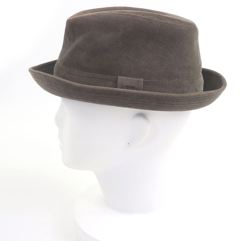 Hermes H Logo Embroidery Corduroy Fold Over Hat Brown 57 Made In France Genuine
