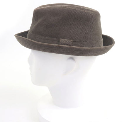 Hermes H Logo Embroidery Corduroy Fold Over Hat Brown 57 Made In France Genuine