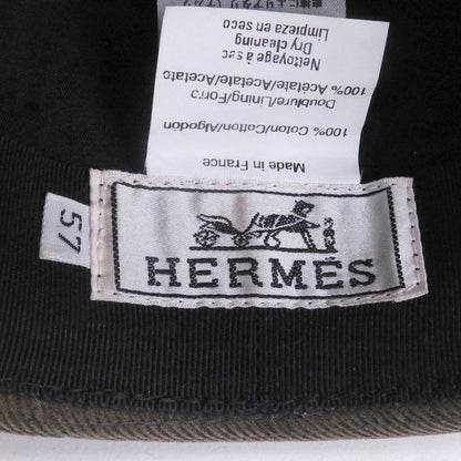 Hermes H Logo Embroidery Corduroy Fold Over Hat Brown 57 Made In France Genuine