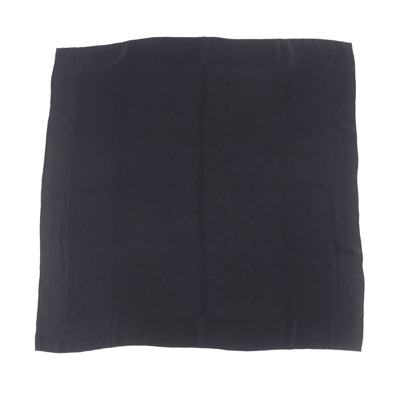 Louis Vuitton Carre Monaco 100% Silk Monogram Scarf With Logo Black Made In