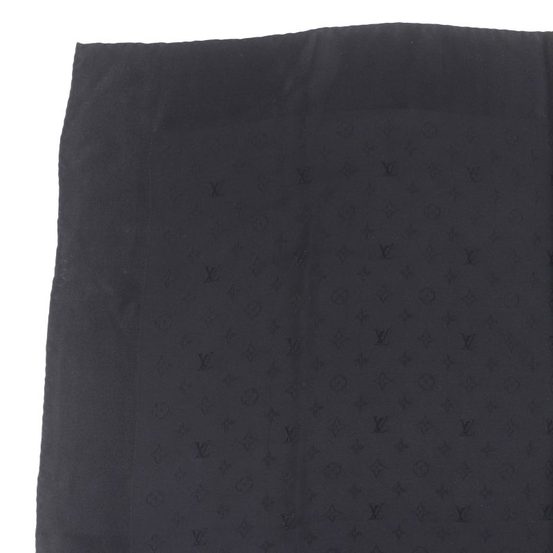 Louis Vuitton Carre Monaco 100% Silk Monogram Scarf With Logo Black Made In