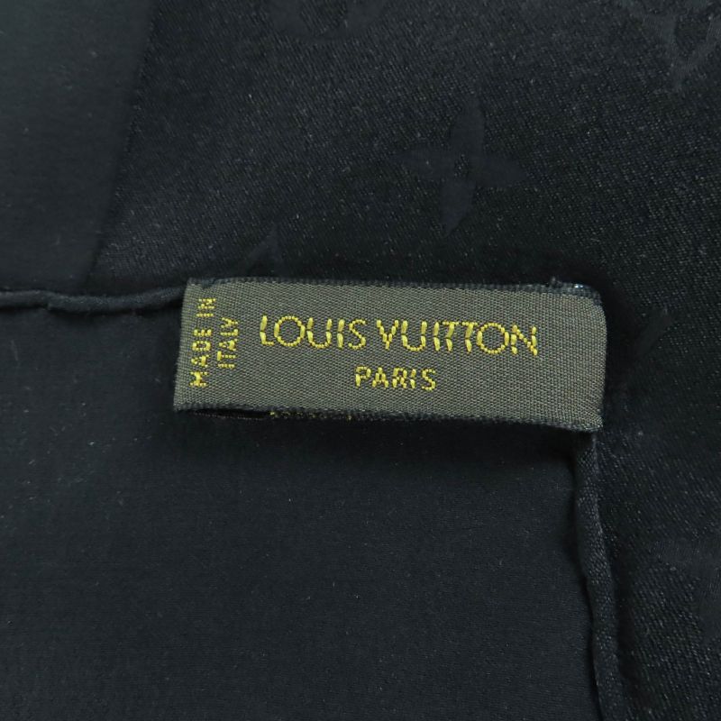 Louis Vuitton Carre Monaco 100% Silk Monogram Scarf With Logo Black Made In