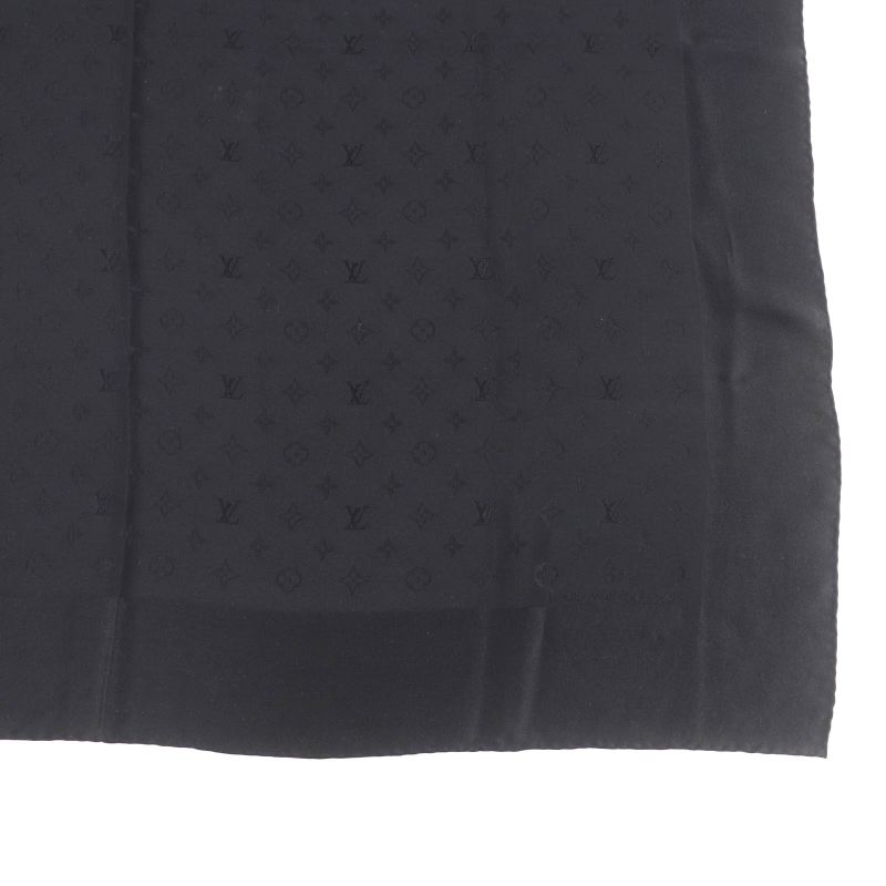 Louis Vuitton Carre Monaco 100% Silk Monogram Scarf With Logo Black Made In