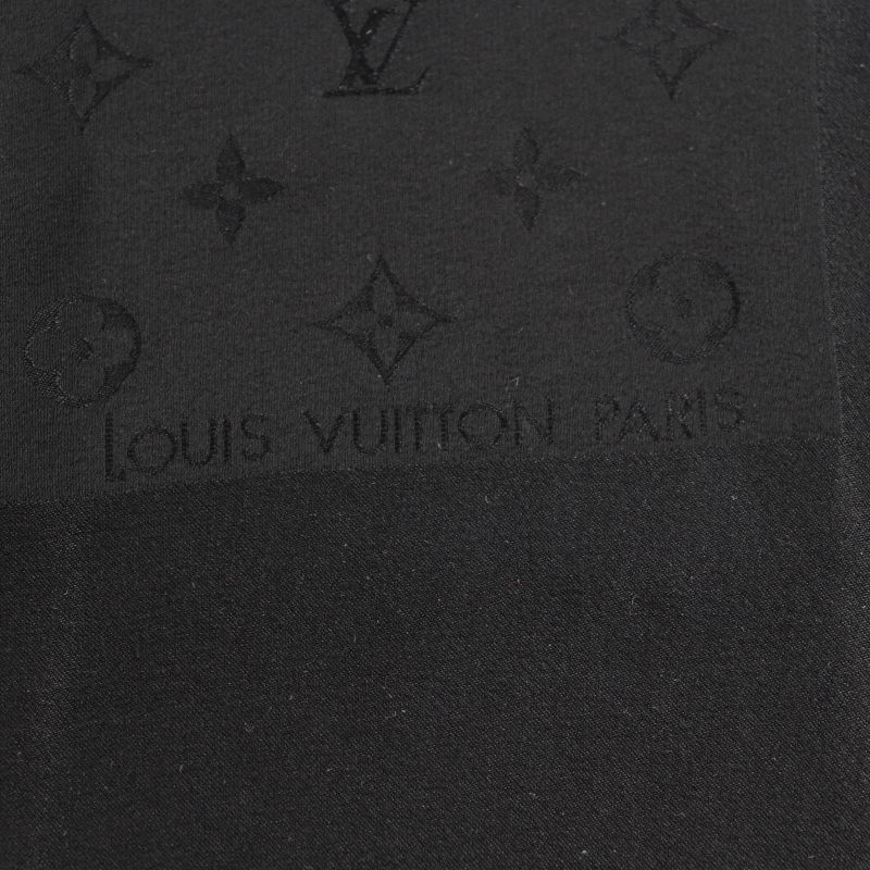 Louis Vuitton Carre Monaco 100% Silk Monogram Scarf With Logo Black Made In