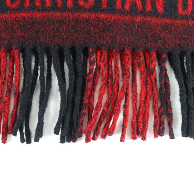 Christian DIOR 95che200i Angora Blend Logo Design Checkered Large Scarf With