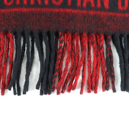 Christian DIOR 95che200i Angora Blend Logo Design Checkered Large Scarf With