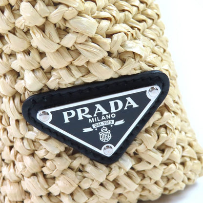 Prada 1bg422 Raffia Crochet Triangle Logo Triangle Plate Logo Embroidery Cage