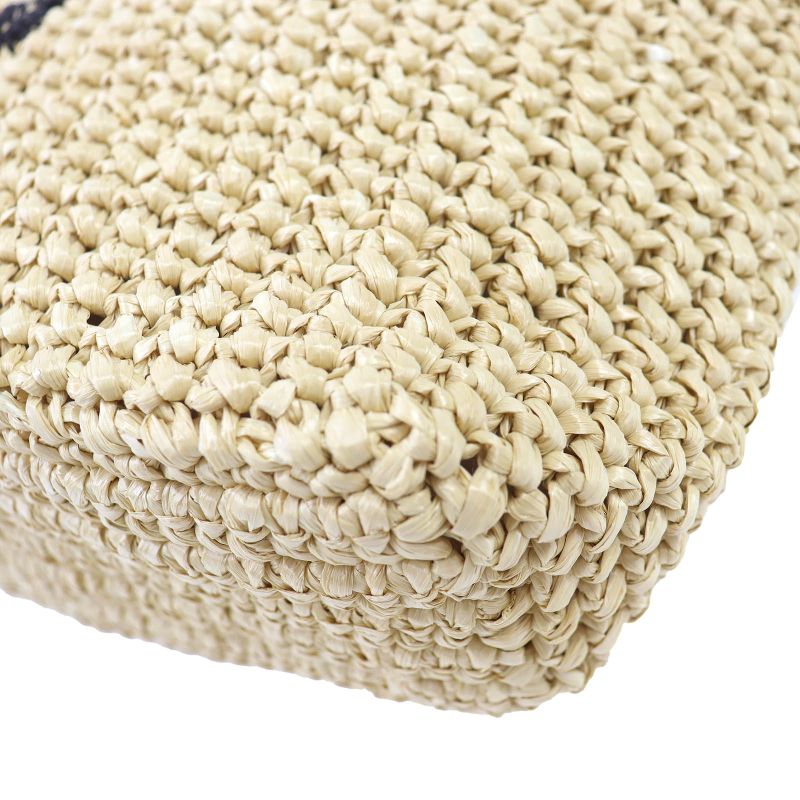 Prada 1bg422 Raffia Crochet Triangle Logo Triangle Plate Logo Embroidery Cage