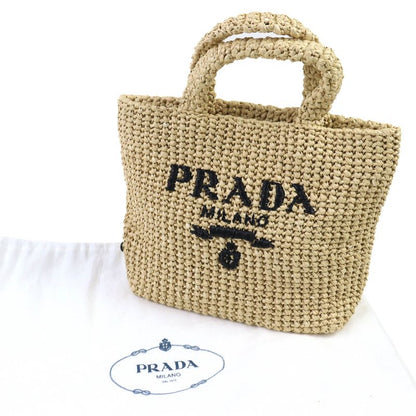 Prada 1bg422 Raffia Crochet Triangle Logo Triangle Plate Logo Embroidery Cage