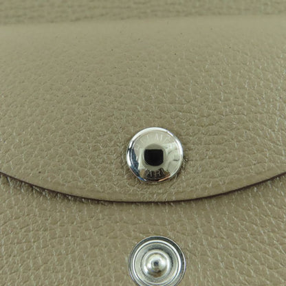 Hermes Calvi Duo Evercolor Etoupe Silver Hardware Card Case Coin Case Engraved