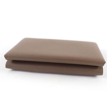 Hermes Calvi Duo Evercolor Etoupe Silver Hardware Card Case Coin Case Engraved