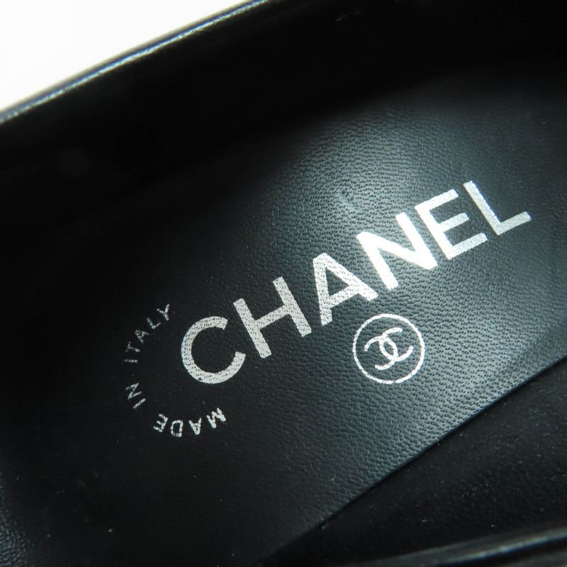 CHANEL G32830 Coco Mark Matelasse Leather Pumps With Faux Pearl Black 36.5 With