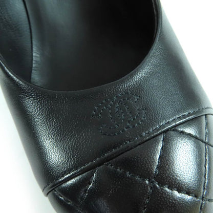 CHANEL G32830 Coco Mark Matelasse Leather Pumps With Faux Pearl Black 36.5 With