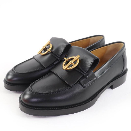 Hermes Impact Gold Hardware Leather Moccasins With Glenan Buckle Black 36 With