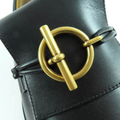 Hermes Impact Gold Hardware Leather Moccasins With Glenan Buckle Black 36 With