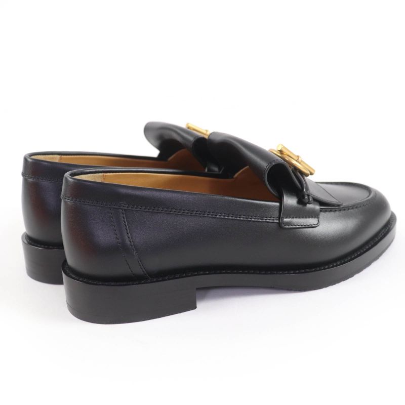 Hermes Impact Gold Hardware Leather Moccasins With Glenan Buckle Black 36 With