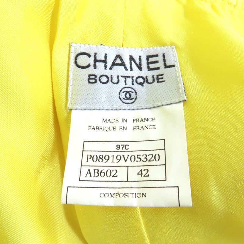 CHANEL Vintage 97C P08919 Lined 100% Silk Coco Mark Button Short Sleeve Jacket