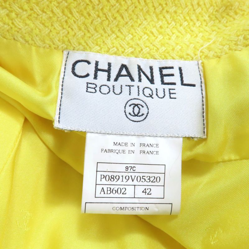 CHANEL Vintage 97C P08919 Lined 100% Silk Coco Mark Button Short Sleeve Jacket