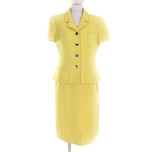 CHANEL Vintage 97C P08919 Lined 100% Silk Coco Mark Button Short Sleeve Jacket