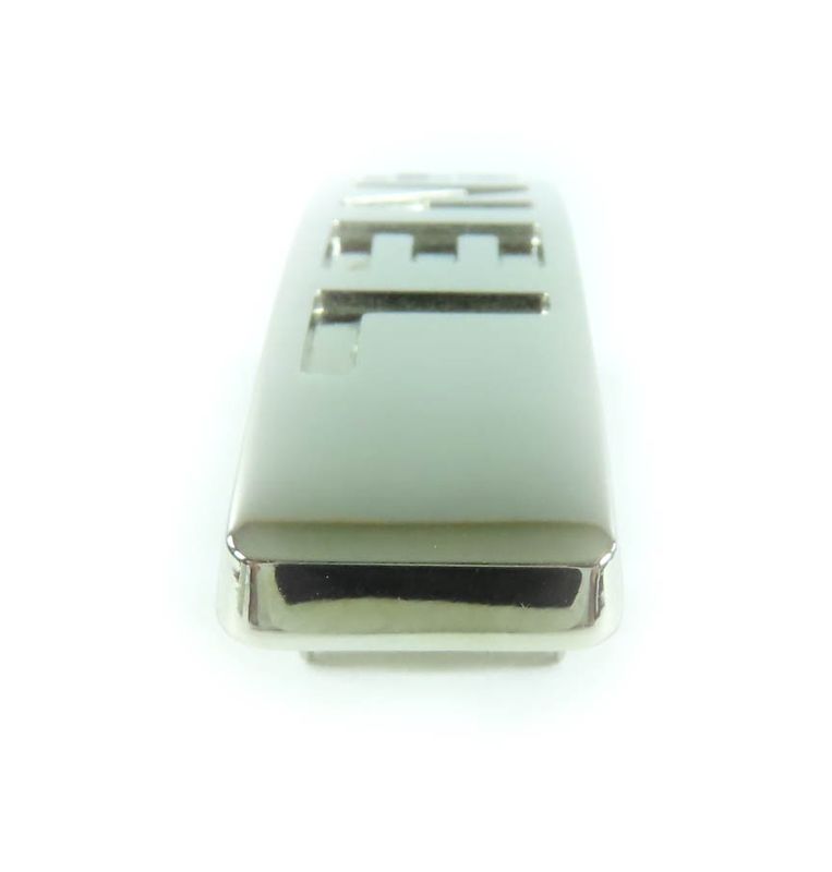 CHANEL Vintage 96P Logo Design Barrette Hair Accessory Silver With Box Made In