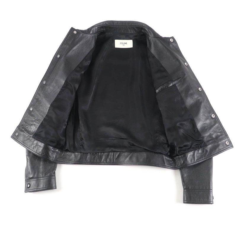 Celine 2f017291d Aviator Soft Drum Lambskin Jacket Outerwear Black 44 Made In