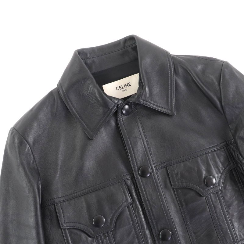 Celine 2f017291d Aviator Soft Drum Lambskin Jacket Outerwear Black 44 Made In