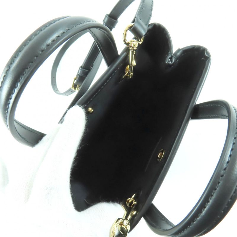 Gucci 790133 GG Super Mini Bag 2way Leather Shoulder Bag Black With Box And