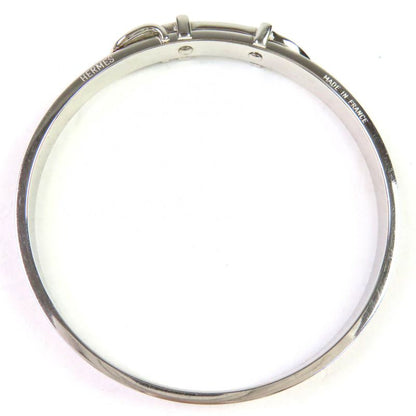 Hermes Santure Silver Hardware Belt Motif Bangle Bracelet Brown