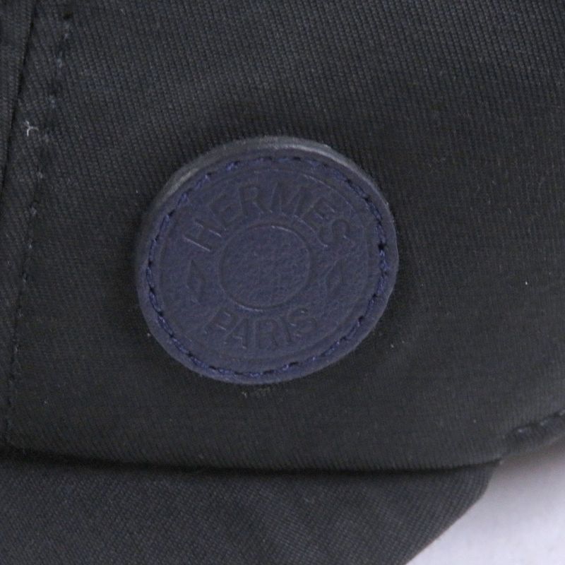 Hermes Myles Serie Button Leather Patch Baseball Cap Hat Charcoal 59 Made In