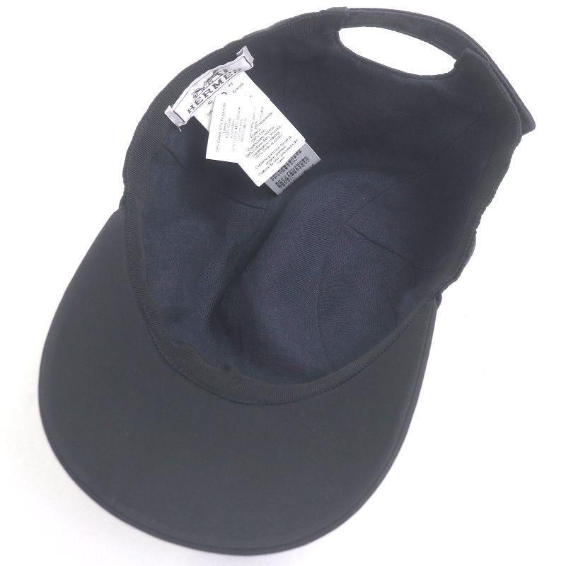 Hermes Myles Serie Button Leather Patch Baseball Cap Hat Charcoal 59 Made In