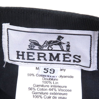Hermes Myles Serie Button Leather Patch Baseball Cap Hat Charcoal 59 Made In