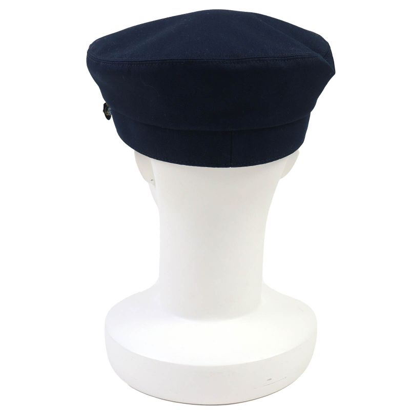 Hermes Deauville SILK Deauville 100% Cotton Serie Button Casket Hat Navy 57