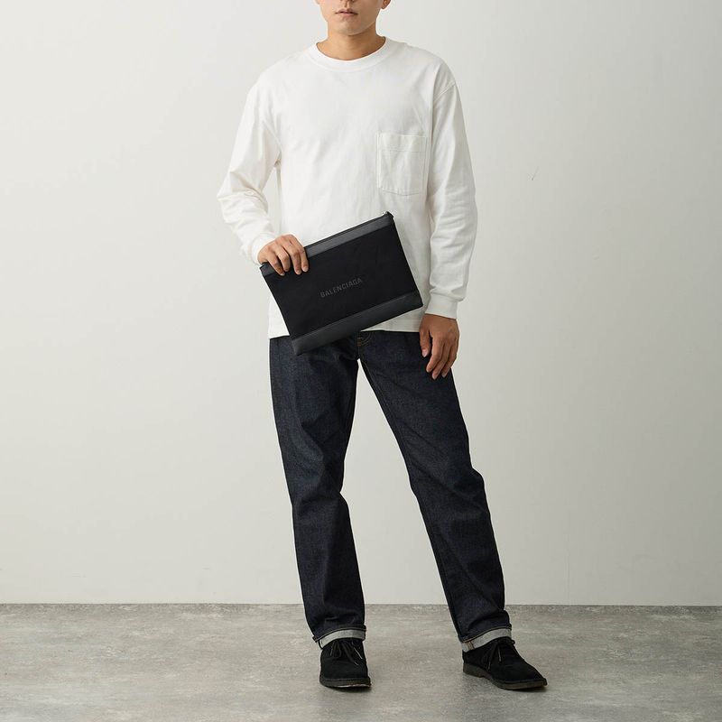 Balenciaga Clutch Bag Navy Clip Black