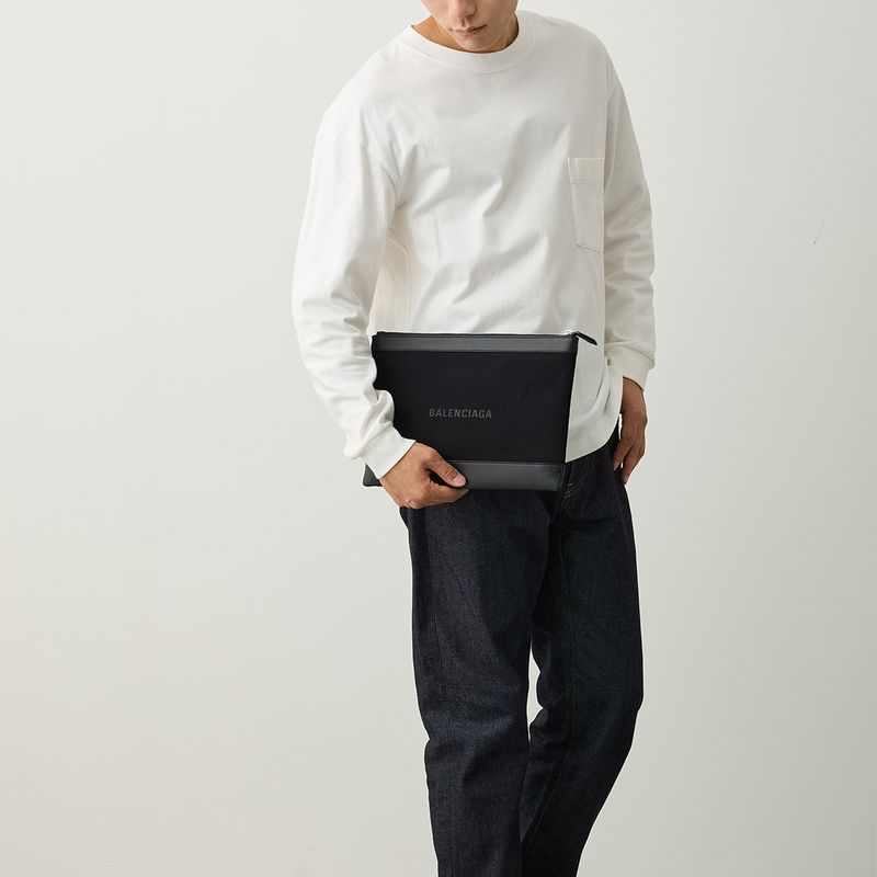 Balenciaga Clutch Bag Navy Clip Black