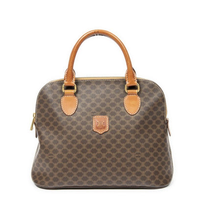Celine Vintage Dome Top Handle Brown Macadam PVC Canvas AB